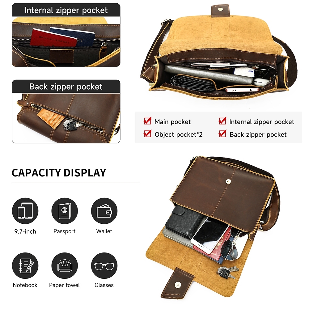 Servieta pentru barbati, Aderin GT3805, piele naturala, Negru - imagine 2