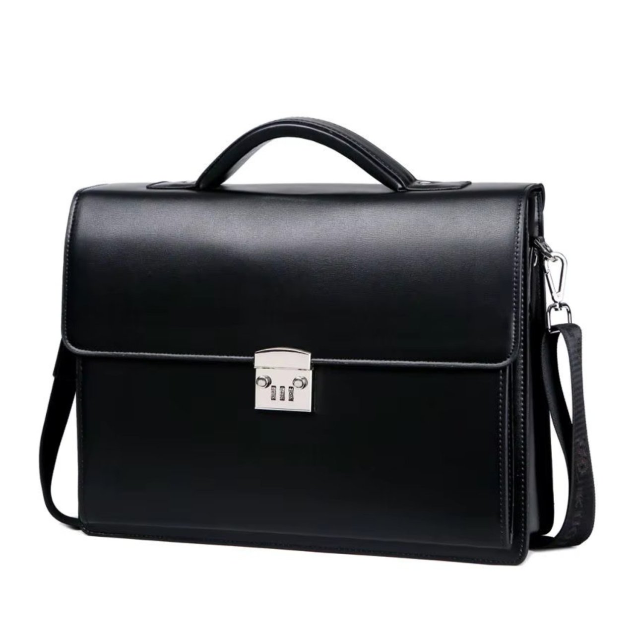 Servieta unisex, Iselind GT3468, piele naturala, Negru