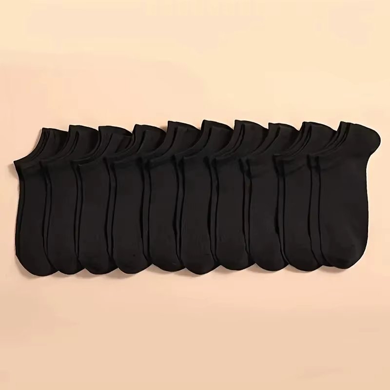 Set 10 perechi de sosete scurte pentru barbati, SS050, Negru, marime universala (39-42)