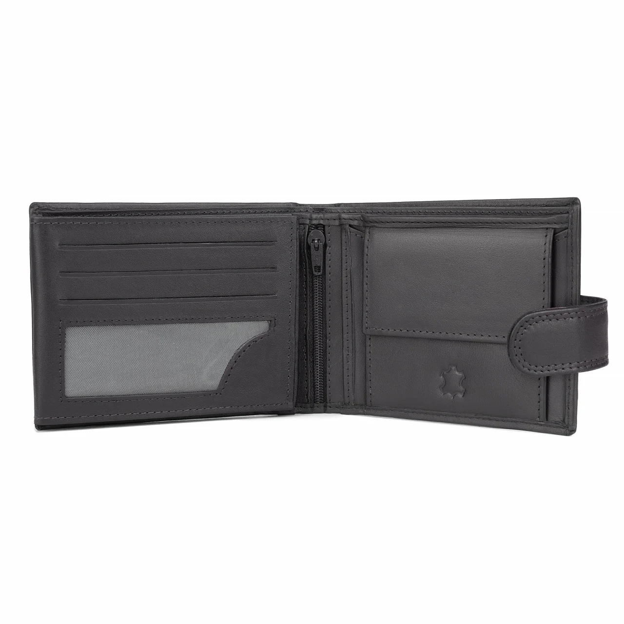 Set cadou pentru barbati, Portofel + Curea, piele naturala, model elegant, SET39, Negru