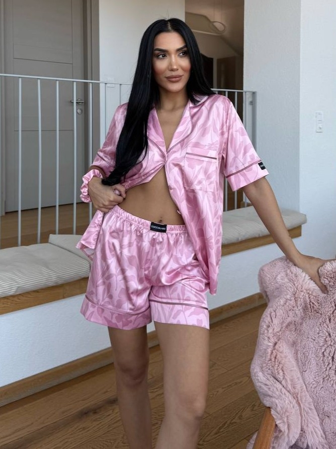 Set pijama dama din doua piese, cu nasturi – 2500076, Rosé Silk - imagine 6