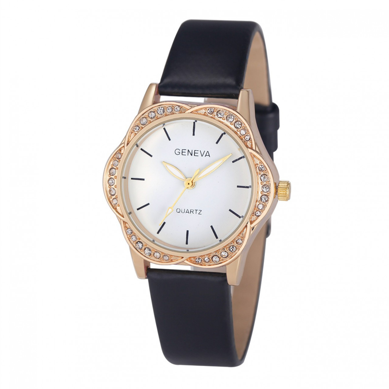 Ceas de dama elegant Geneva CS261, curea piele, cadran cu cristale