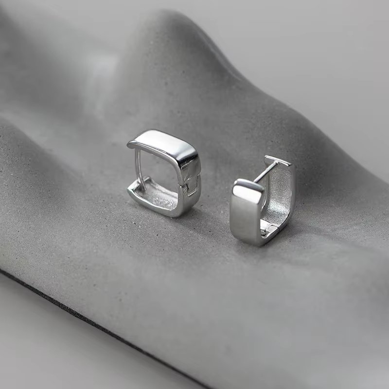 Cercei argint 925, JW1668, model patrat, placati cu rodiu