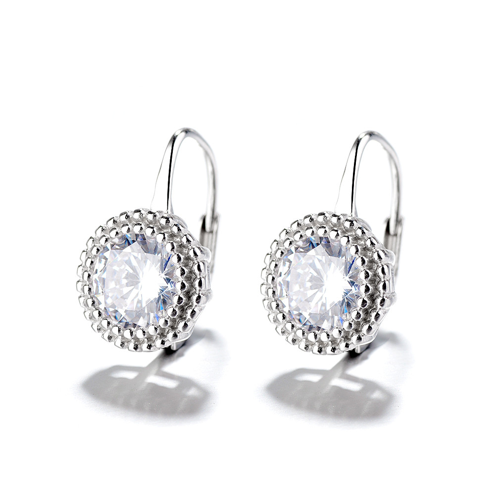 Cercei argint 925, JW713, model elegant rotund, placati cu rodiu