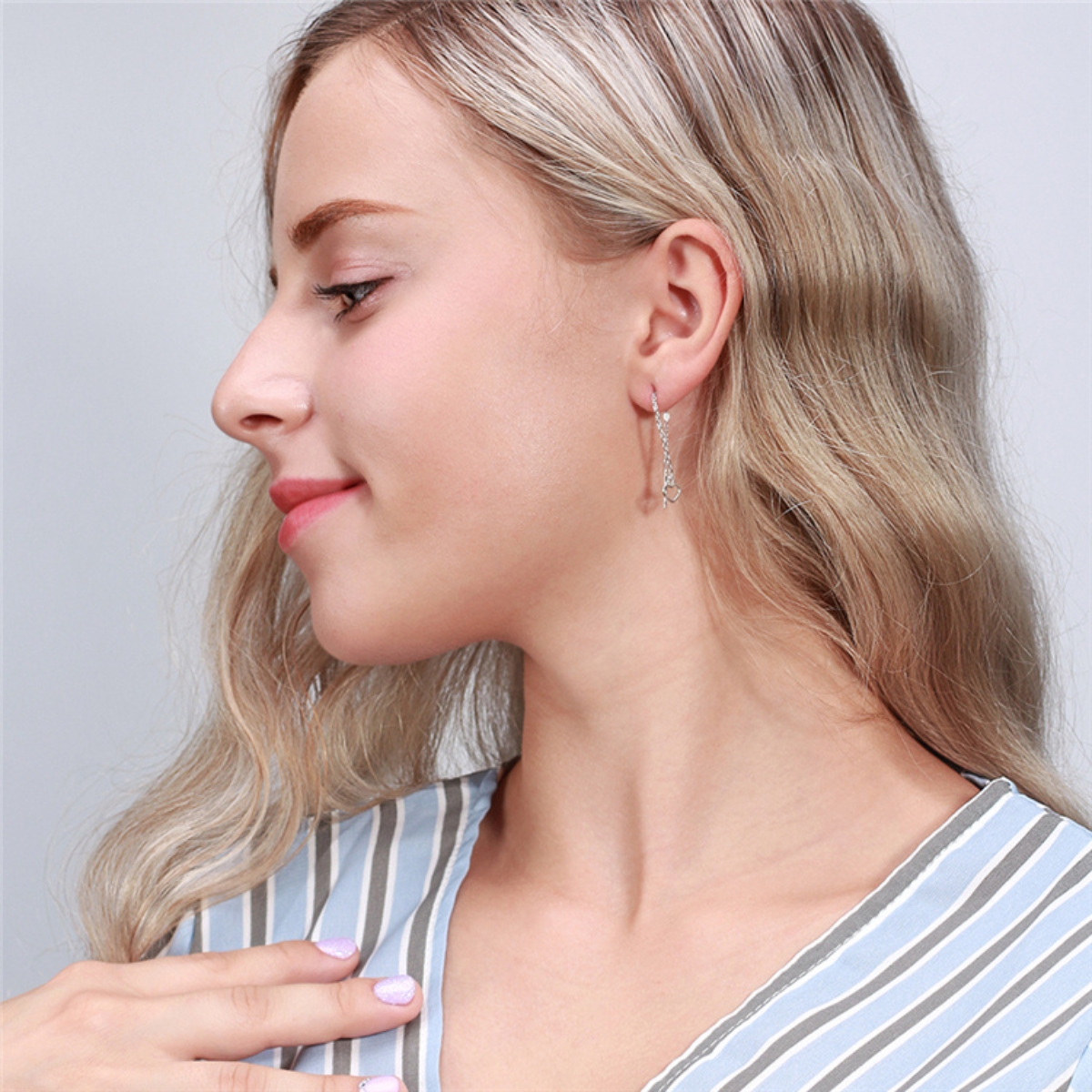 Cercei lungi argint 925, JW1802, model inimioara, placati cu rodiu