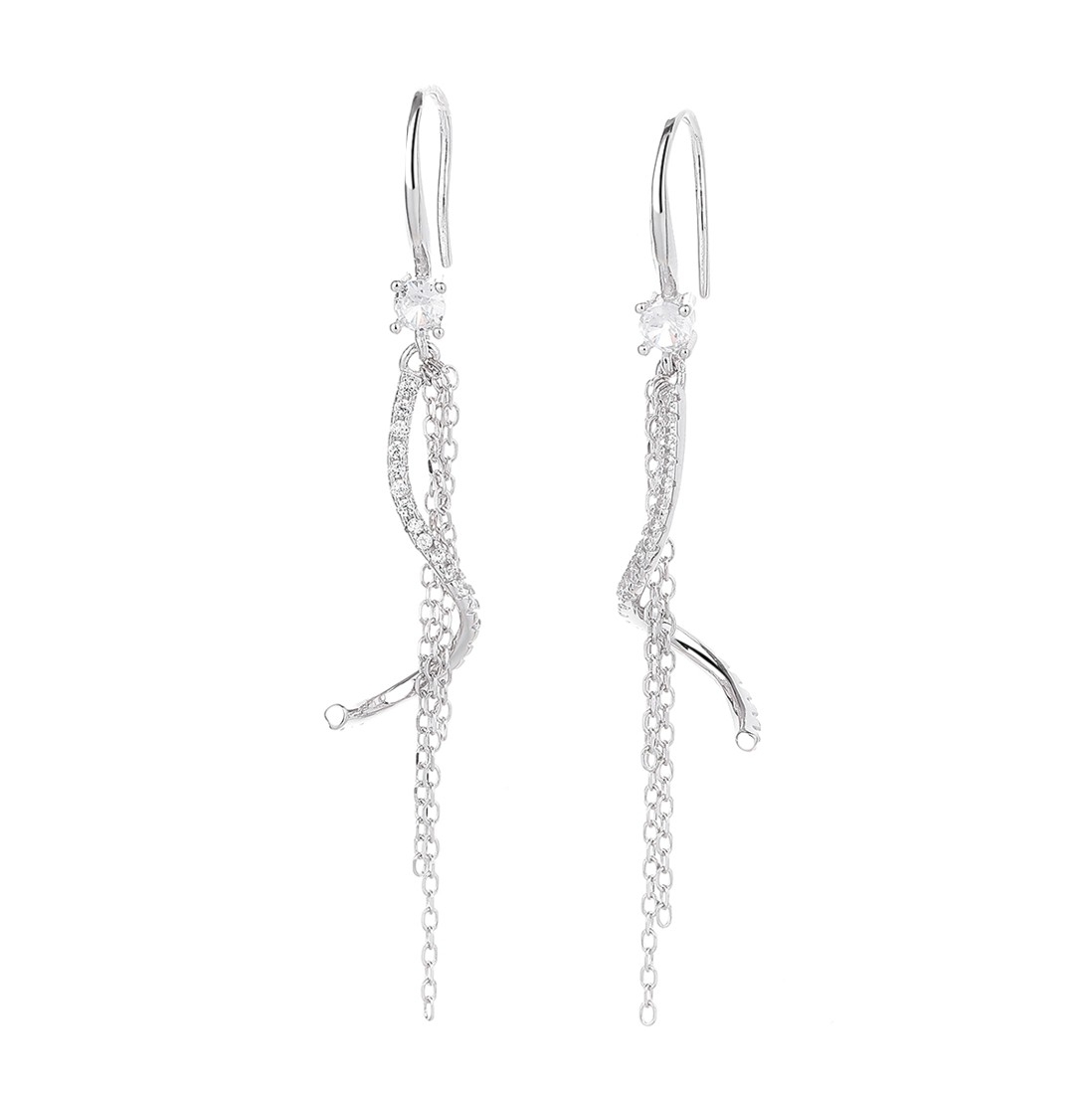 Cercei lungi de argint 925, JW1613, model cu pietre, placati cu rodiu