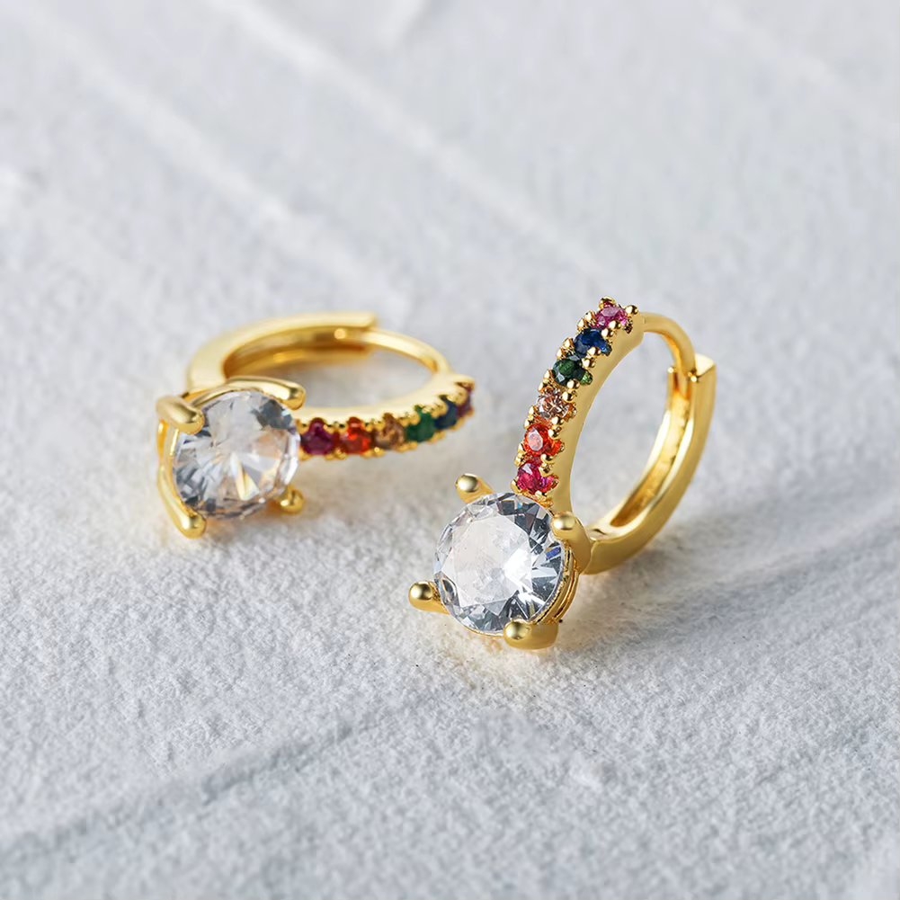 Cercei rotunzi argint 925, JW1795, model elegant, placati cu aur