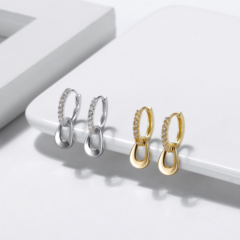 Cercei rotunzi argint 925, JW1801, model elegant, placati cu aur