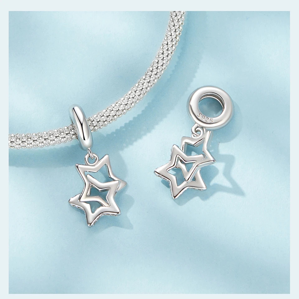 Charm/talisman argint 925, JW1650, model stelute, placat cu rodiu