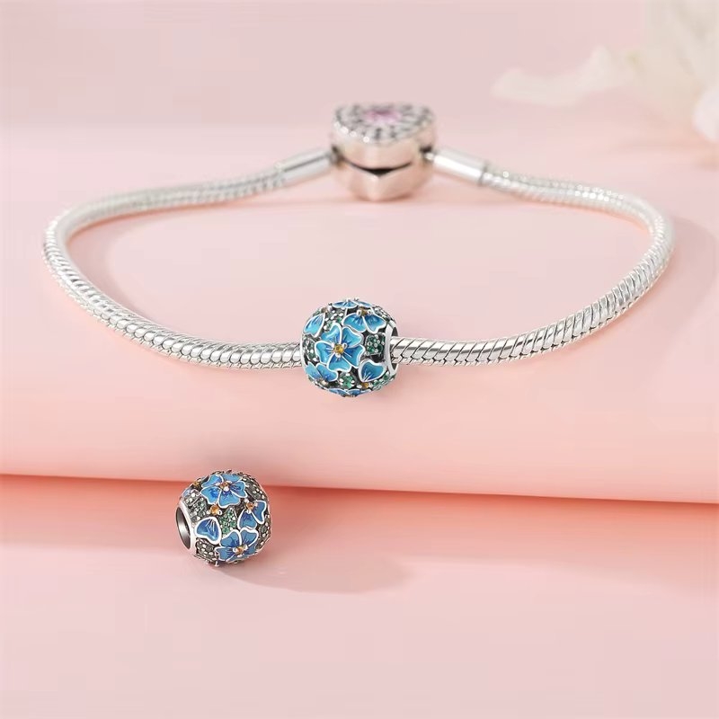 Charm/talisman argint 925, JW1655, model floral, placat cu rodiu