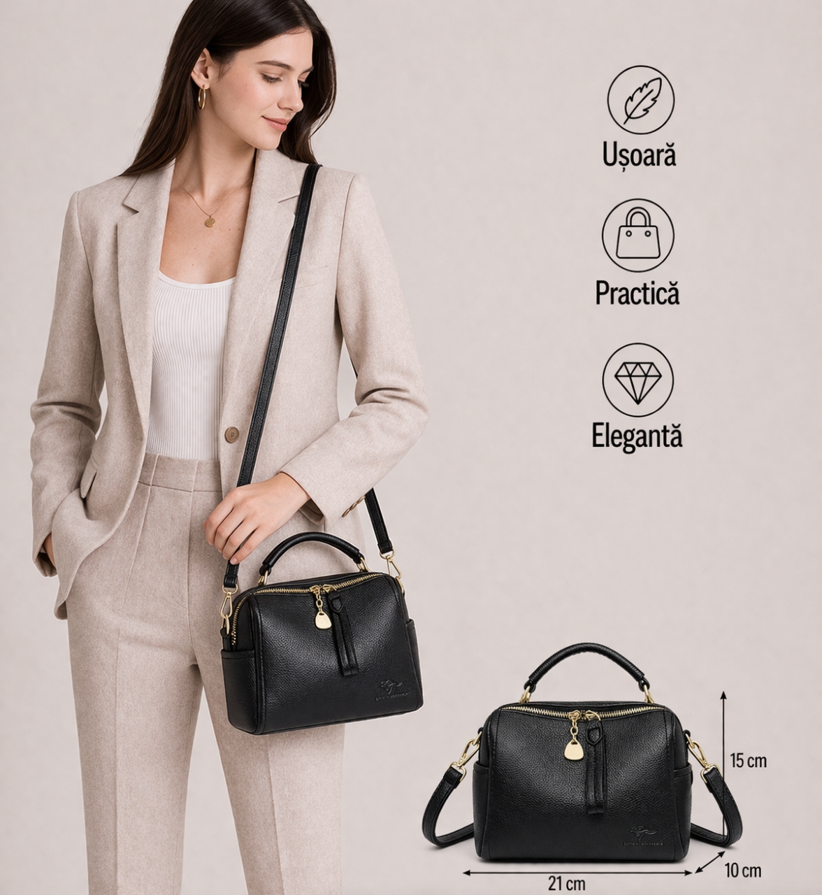 Geanta dama Maribella GT1883, model negru - imagine 2