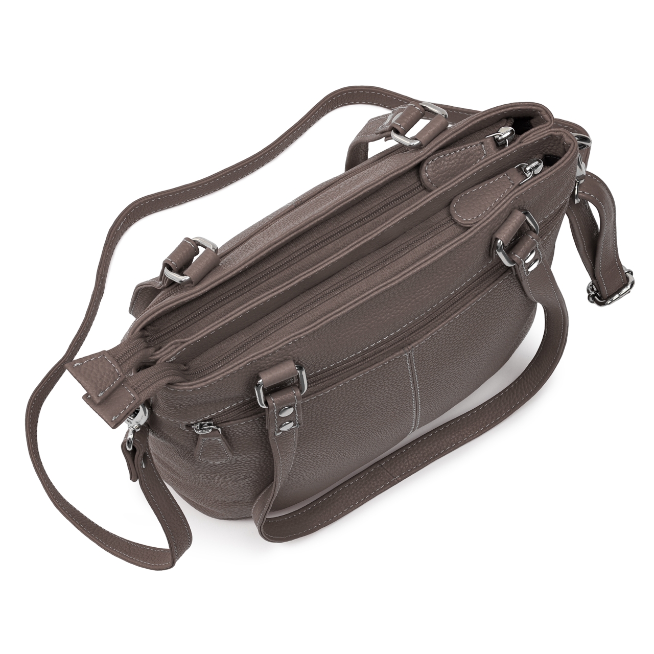 Geanta de dama, Anne GT3856, piele naturala, Dark Taupe - imagine 5