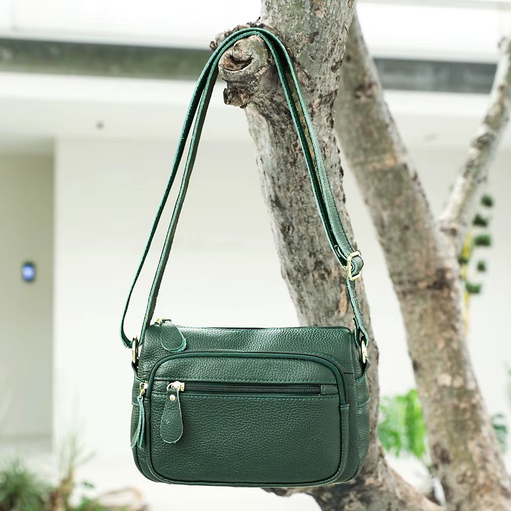 Geanta de dama, Caroline GT3844, piele naturala, Verde