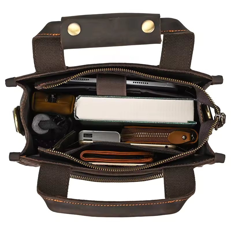 Geanta pentru barbati, Zian GT3266, piele naturala, Maro