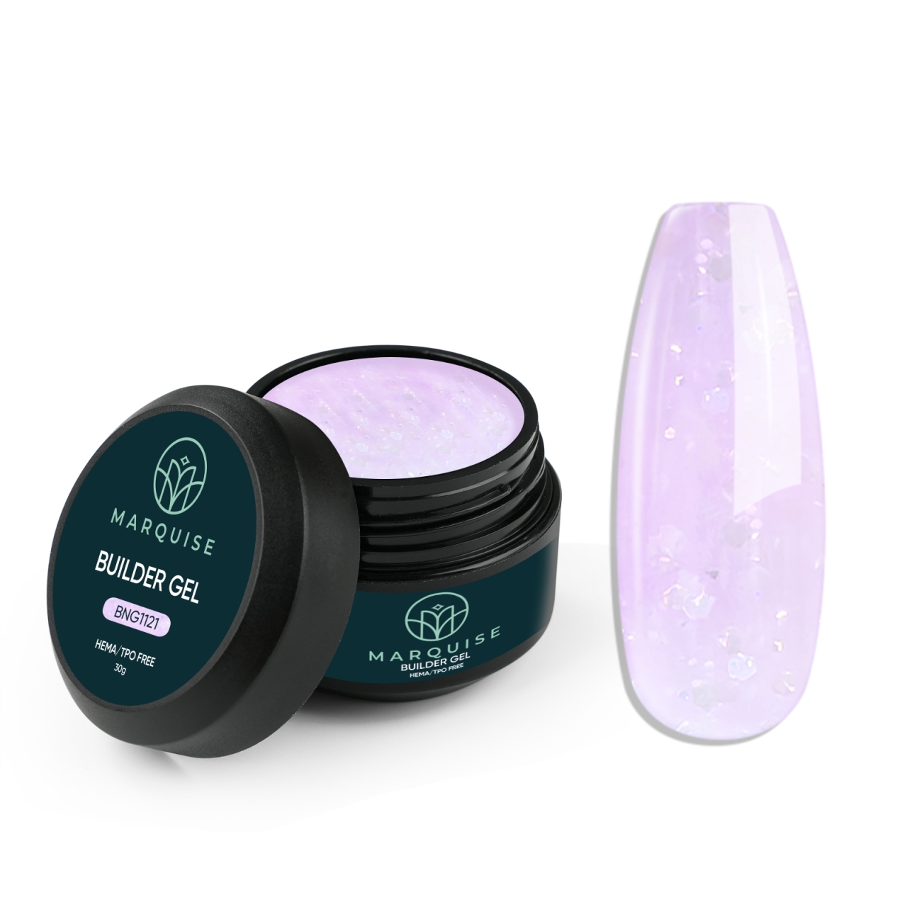Gel UV Constructie Unghii HEMA/TPO FREE, Marquise, Glitter BNG1121, 30 g