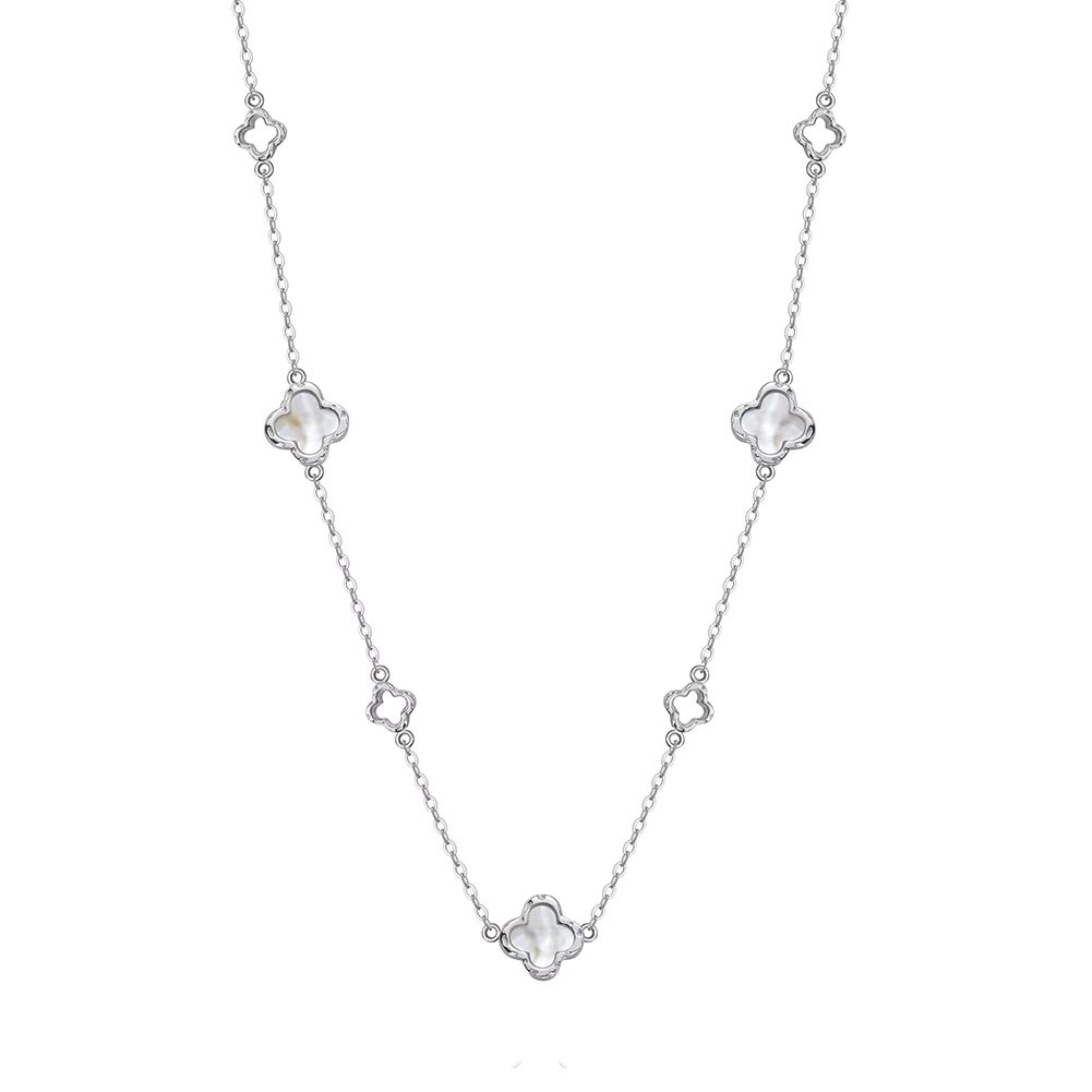 Lantisor argint 925, JW1684, model trifoi, placat cu rodiu