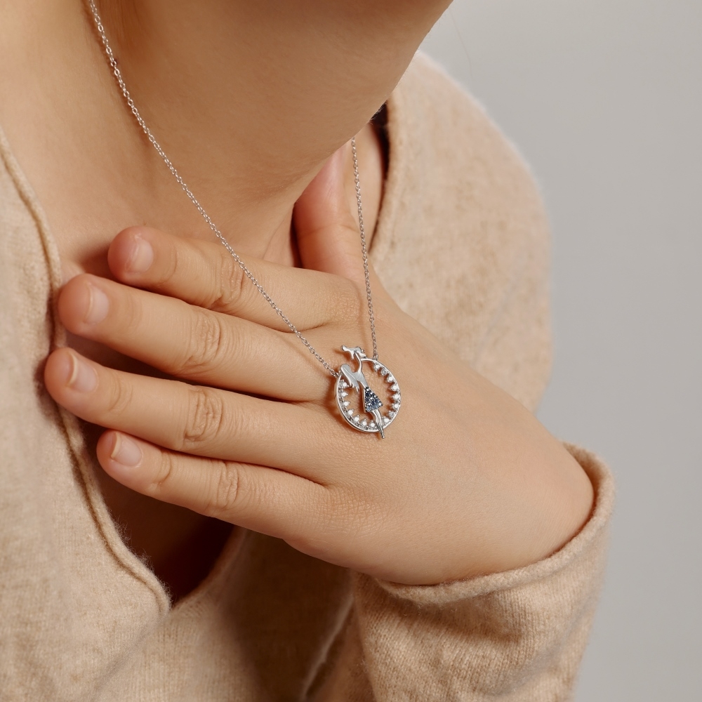 Lantisor argint 925, JW1839, model mama & baby, placat cu rodiu