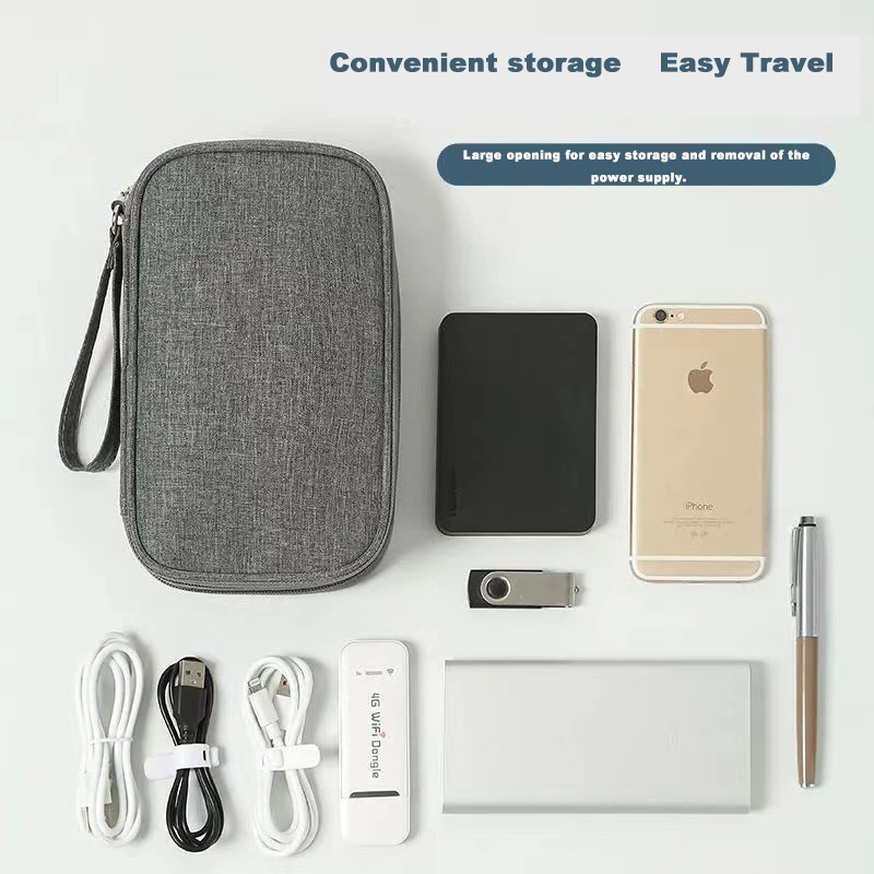 Organizator cabluri și accesorii electronice, dublu compartiment, negru — imaginea 3
