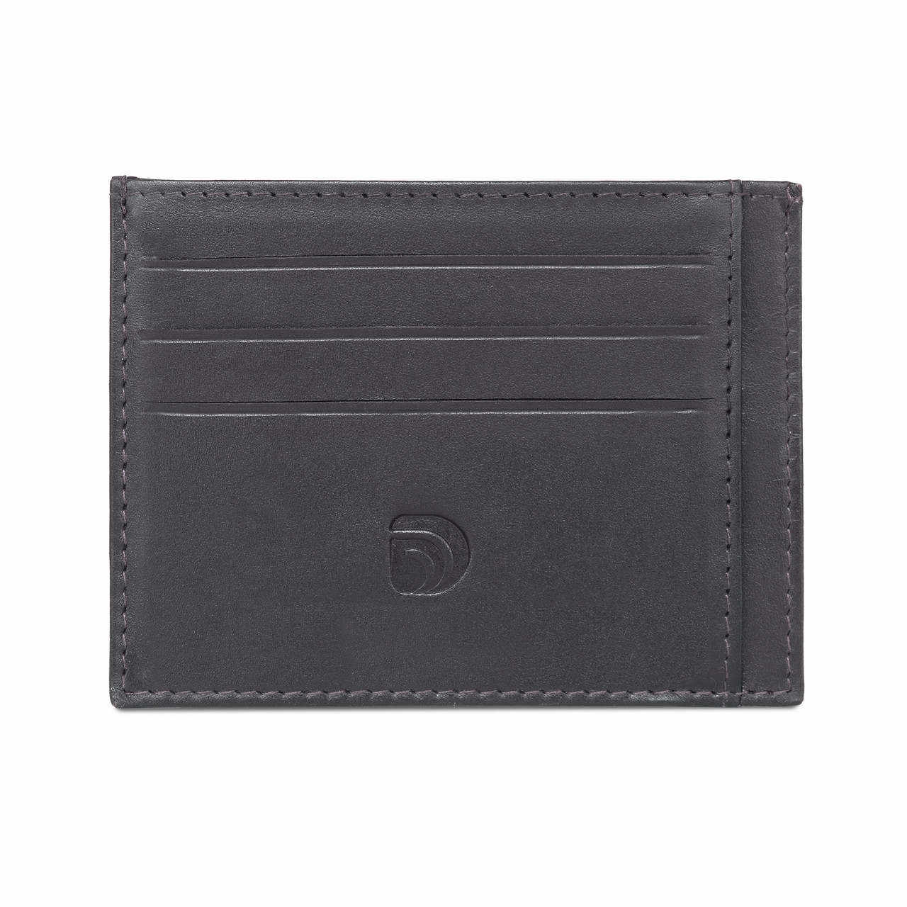 Port card unisex Delis piele naturală, model slim cu 6 compartimente, negru