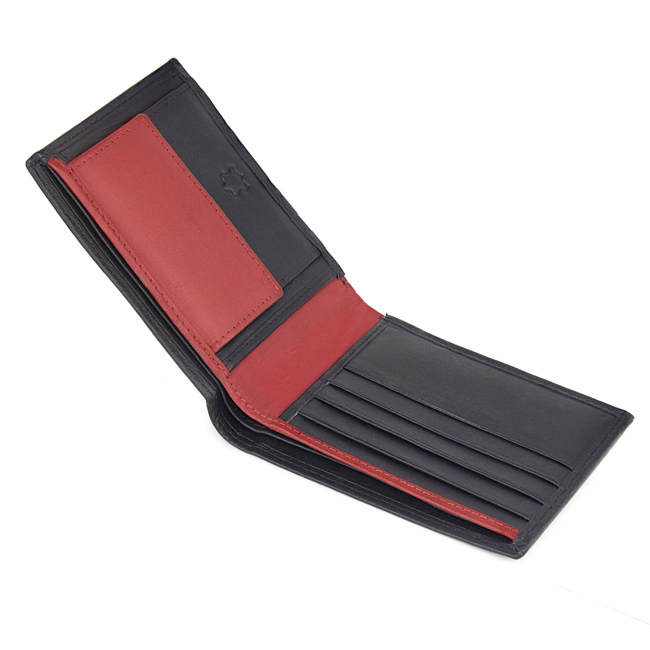 Portofel barbati Delis, Narcis PT1161, piele naturala, Negru-Rosu - 2 | YEO