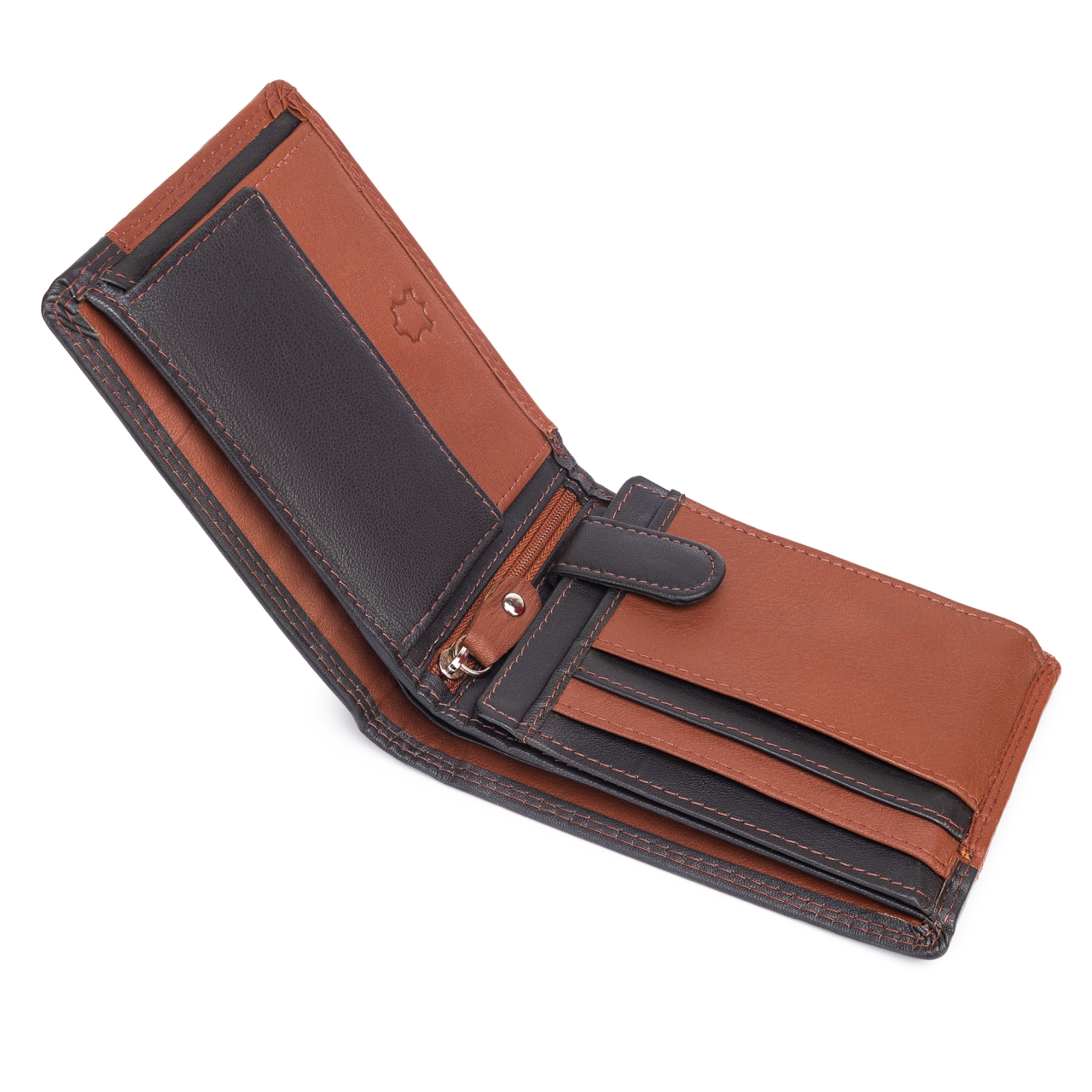 Portofel barbati Ronno, Aziel PT1472, piele naturala, Maro/Negru - imagine 3