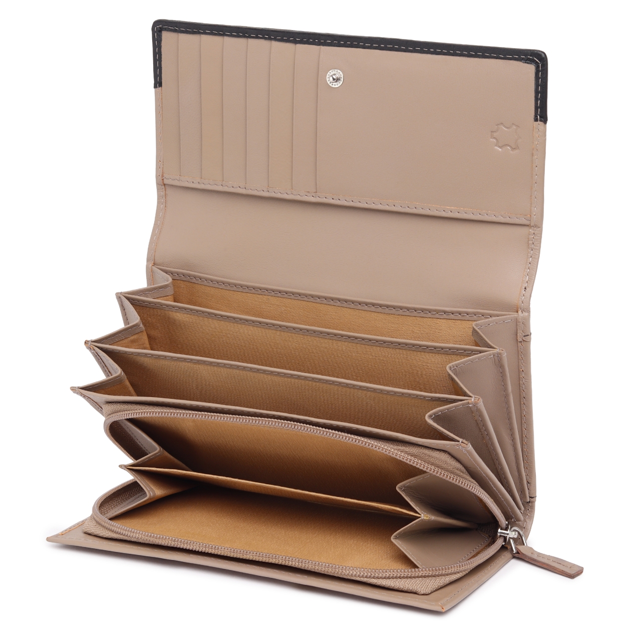 Portofel dama Marquise, Bluma PT1502, piele naturala, Crem/Negru - imagine 3