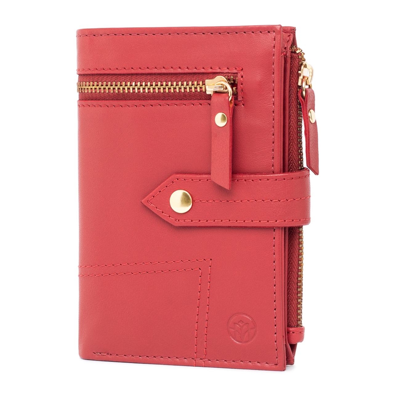 Portofel dama Marquise, Leandra PT1499, piele naturala, Rosu