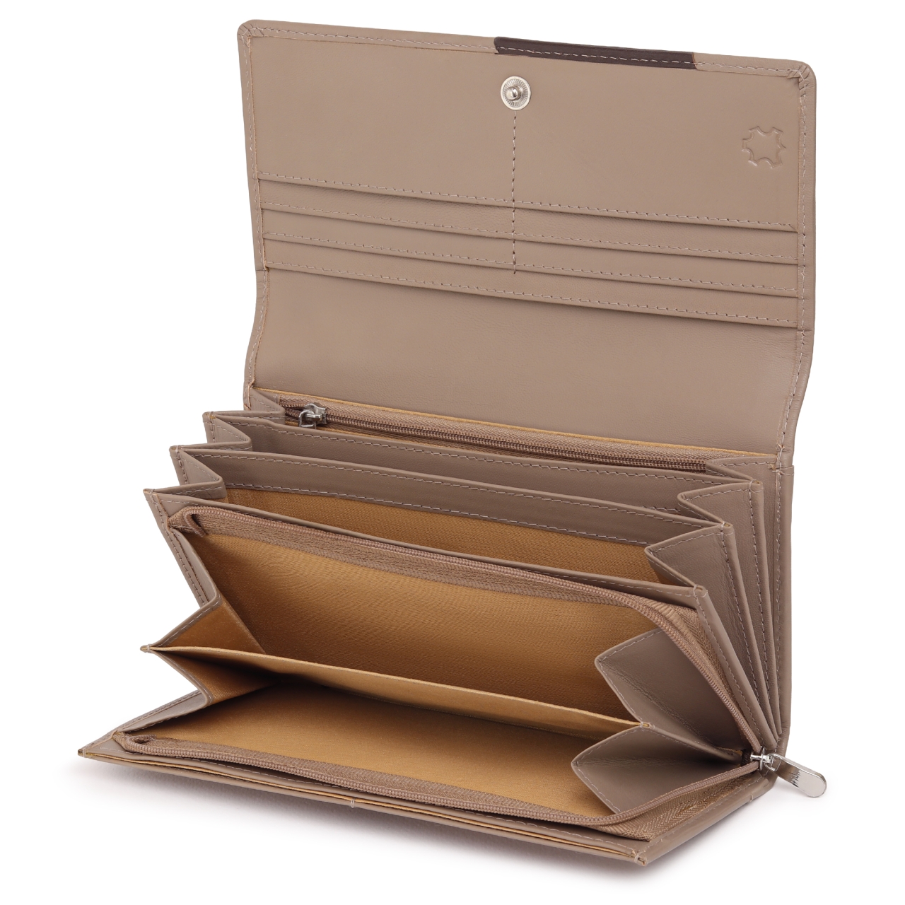 Portofel dama Marquise, Nectaria PT1464, piele naturala, Crem/Maro - imagine 3