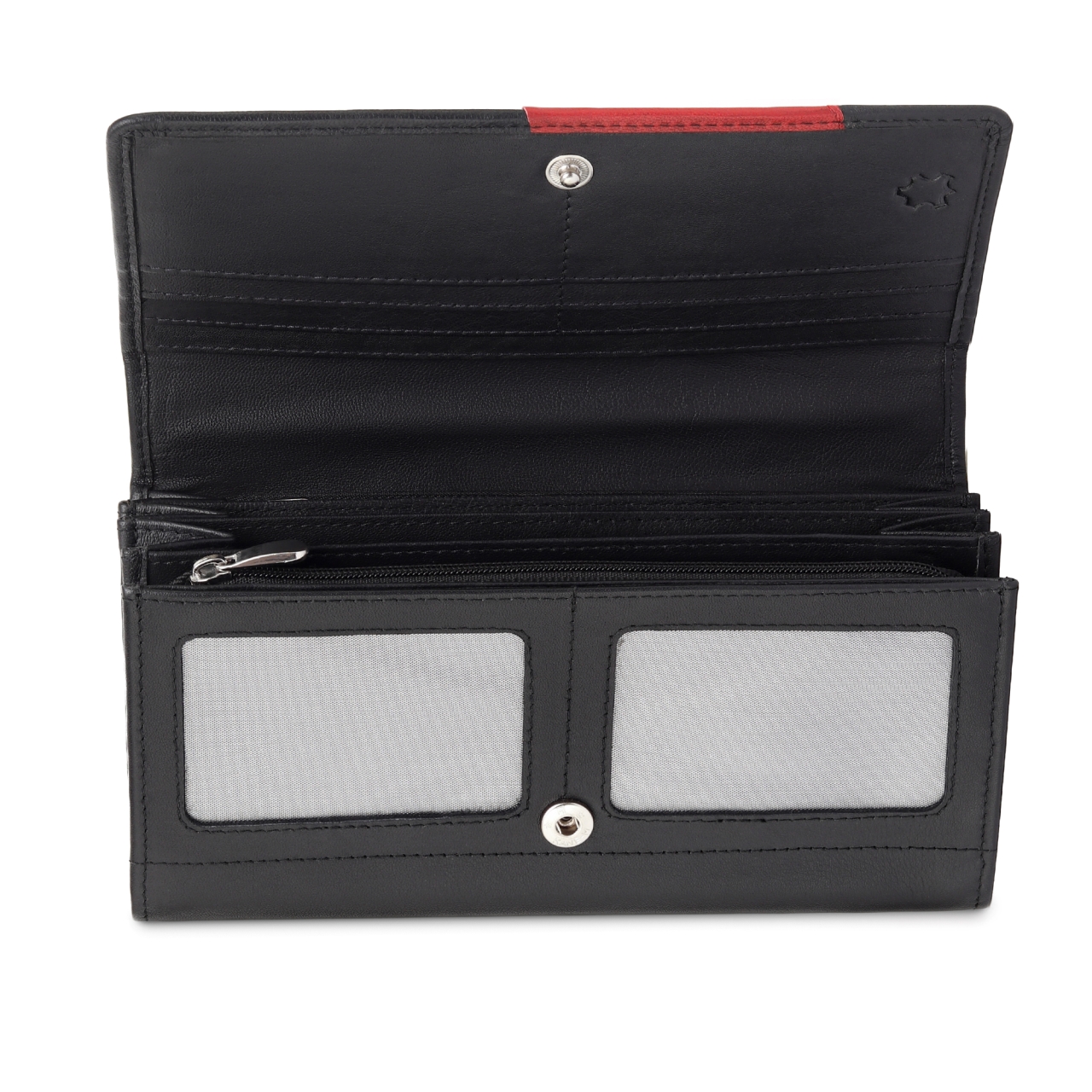 Portofel dama Marquise, Nectaria PT1466, piele naturala, Negru/Rosu - imagine 4