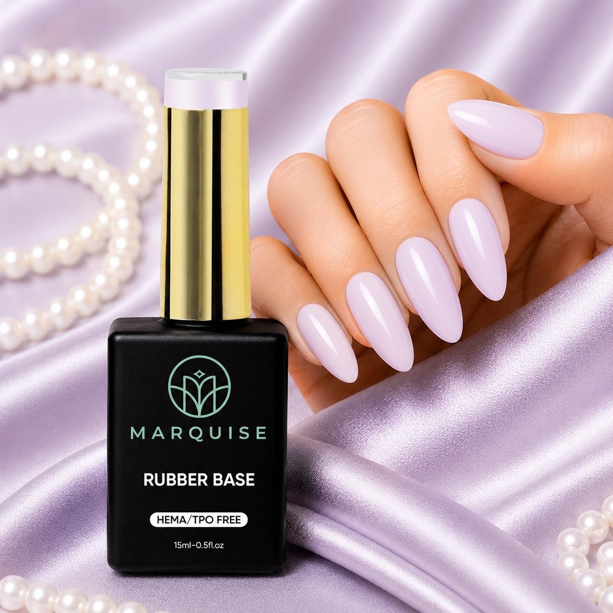 Rubber base unghii Cover, HEMA/TPO free, roz lăptos, 15 ml, Marquise CBB091 — imaginea 2