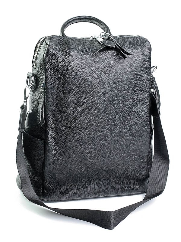 Rucsac dama, 8001, piele naturala, Negru