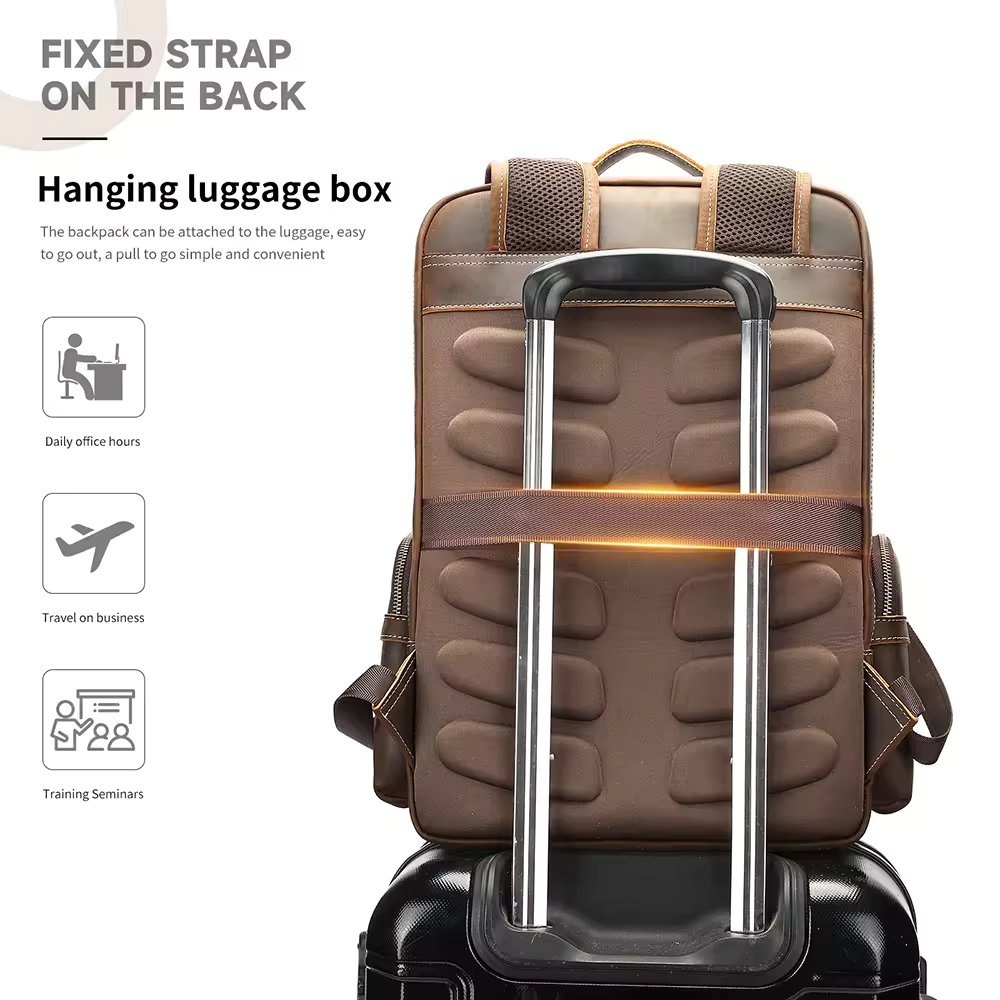 Rucsac pentru barbati, Alaric GT3320, piele naturala, Maro inchis