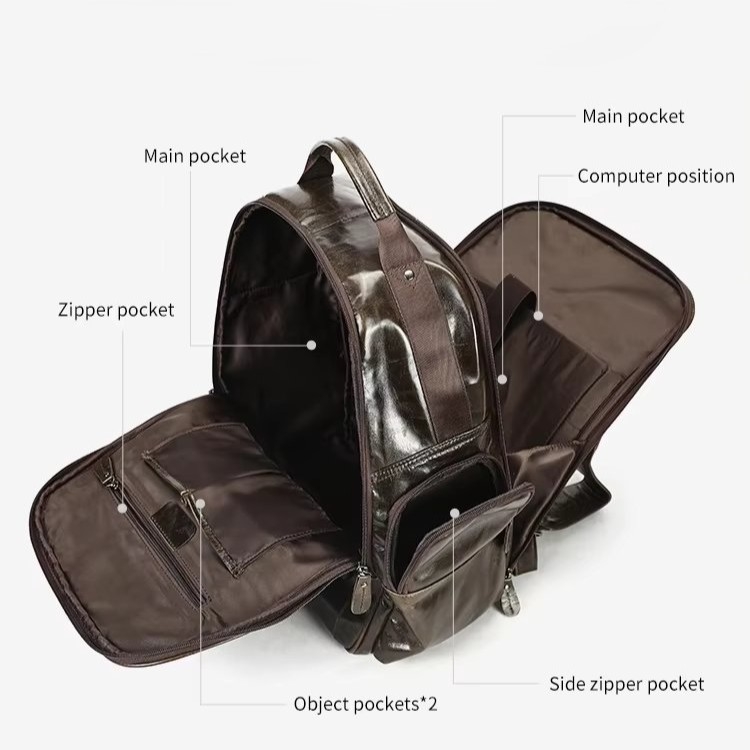 Rucsac pentru barbati, Emeric GT3325, piele naturala, Maro inchis