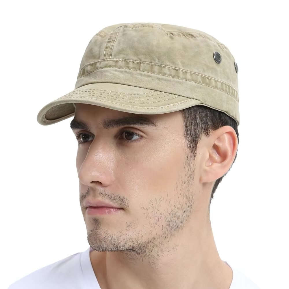 Șapcă bărbați model militar, bumbac spălăcit, bej — imaginea 2
