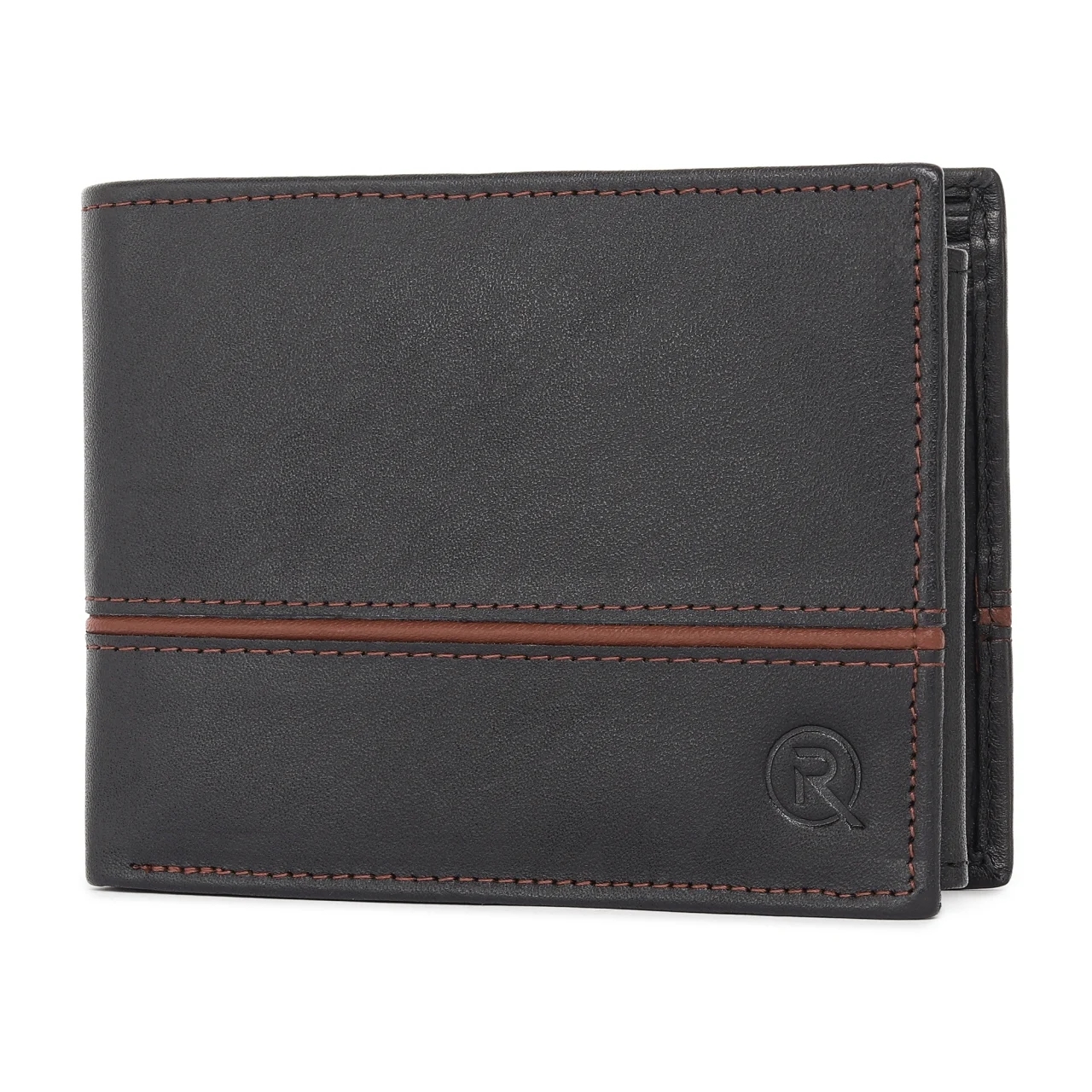 Set cadou pentru barbati, Portofel + Curea, piele naturala, model elegant, SET35, Maro /Negru - imagine 3