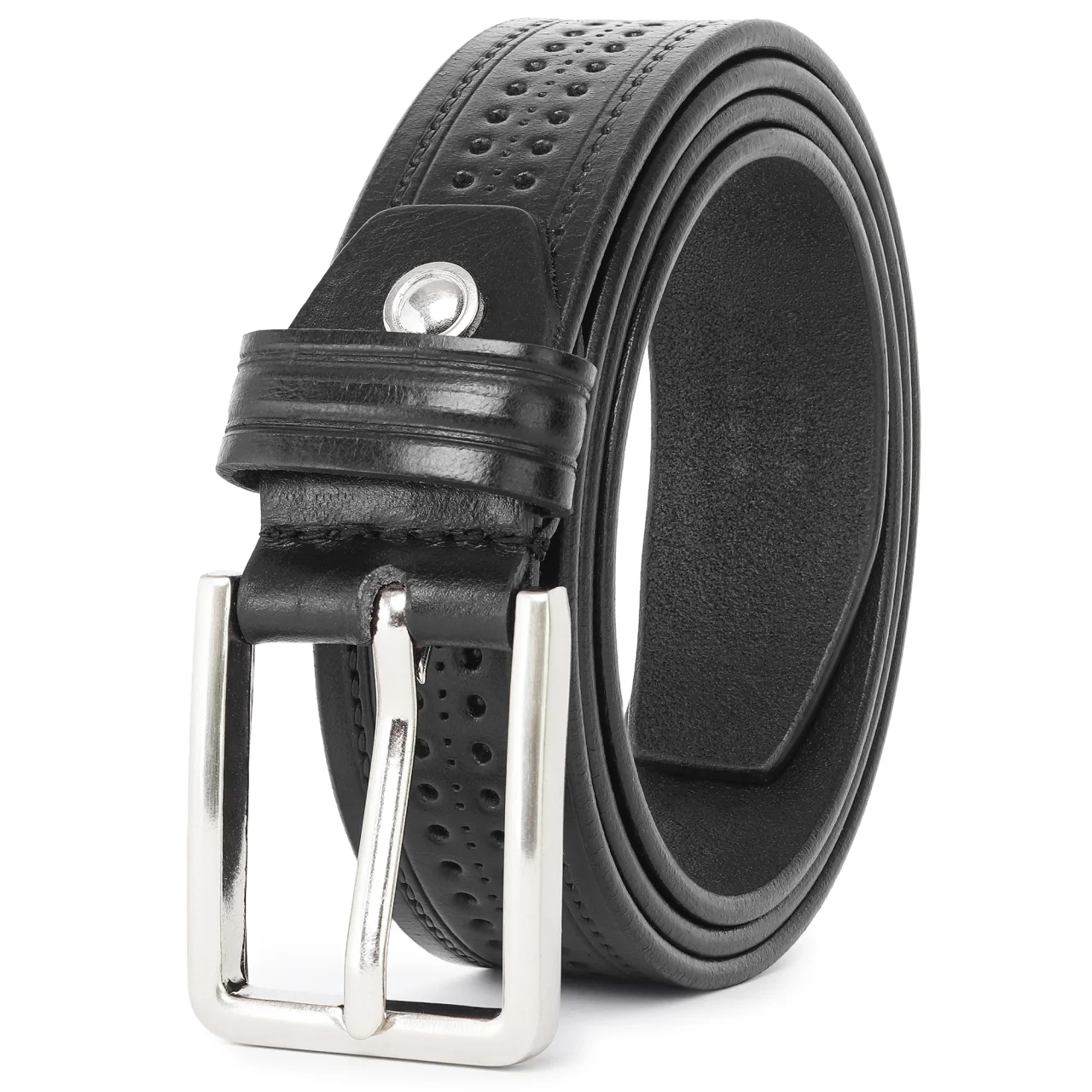 Set cadou pentru barbati, Portofel + Curea, piele naturala, model elegant, SET39, Negru