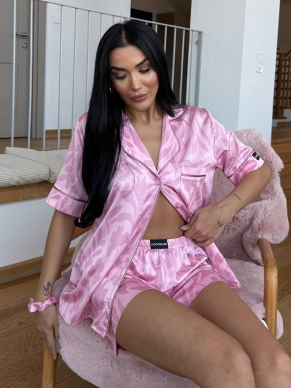 Set pijama dama din doua piese, cu nasturi – 2500076, Rosé Silk - imagine 4