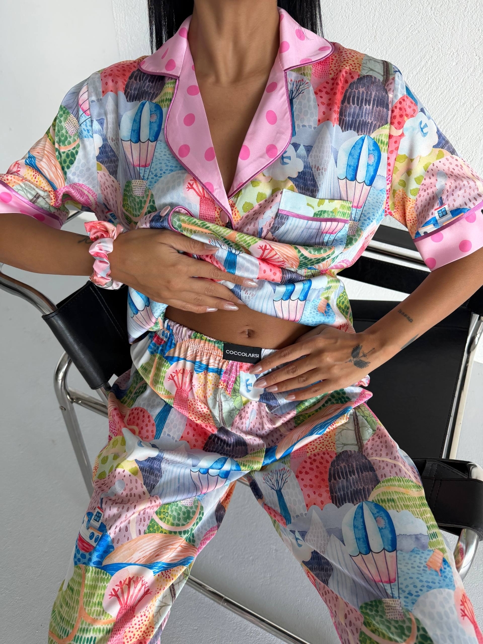 Set pijama dama din doua piese, cu nasturi – 2500371, Playful World - imagine 6