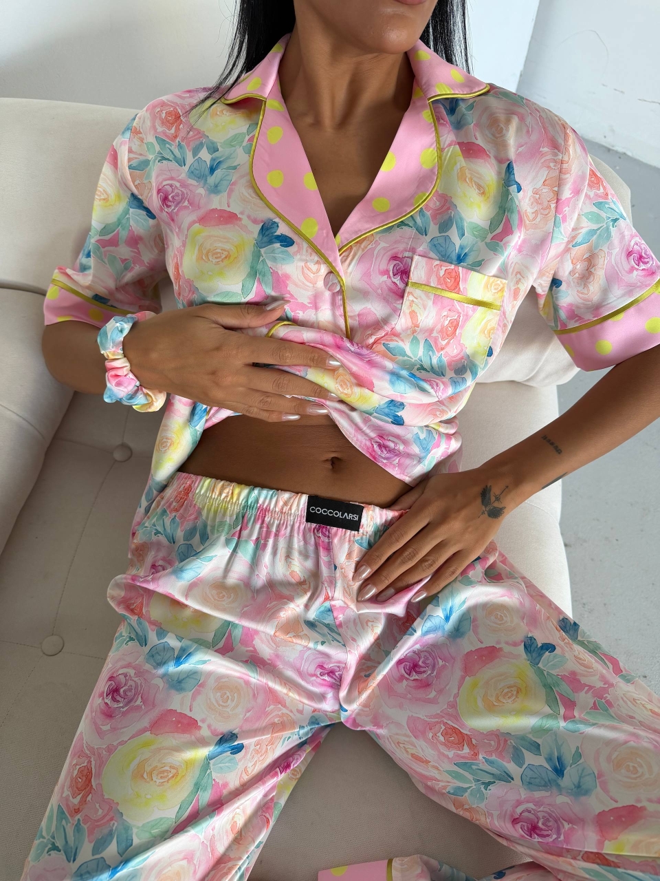 Set pijama dama din doua piese, cu nasturi – 2500374, Sunny Roses - imagine 6