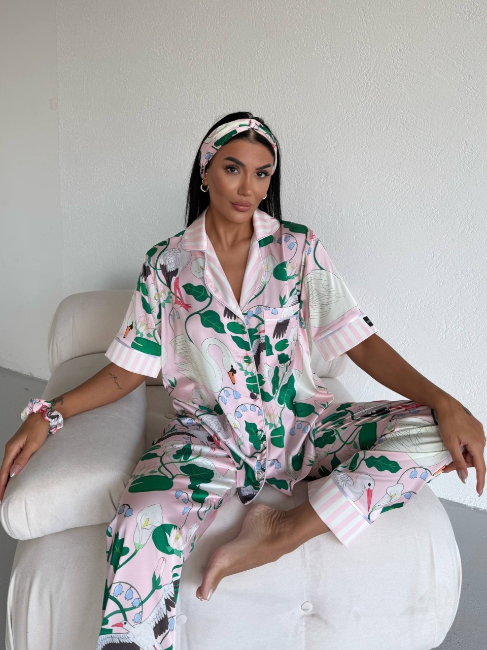 Set pijama dama din doua piese, cu nasturi – 2500381, Botanic Dream - imagine 2