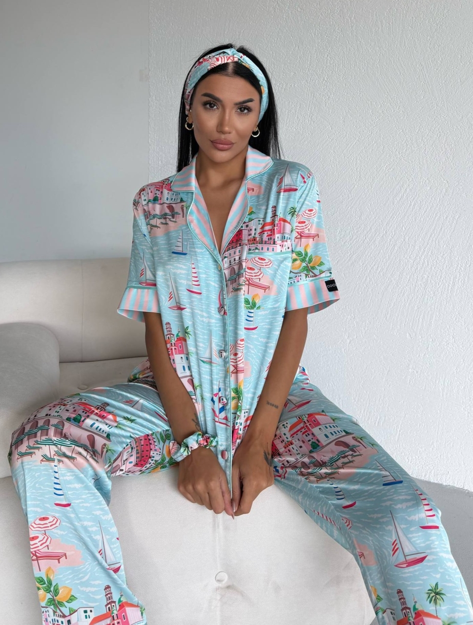 Set pijama dama din doua piese, cu nasturi – 2500384, Summer Riviera - imagine 2