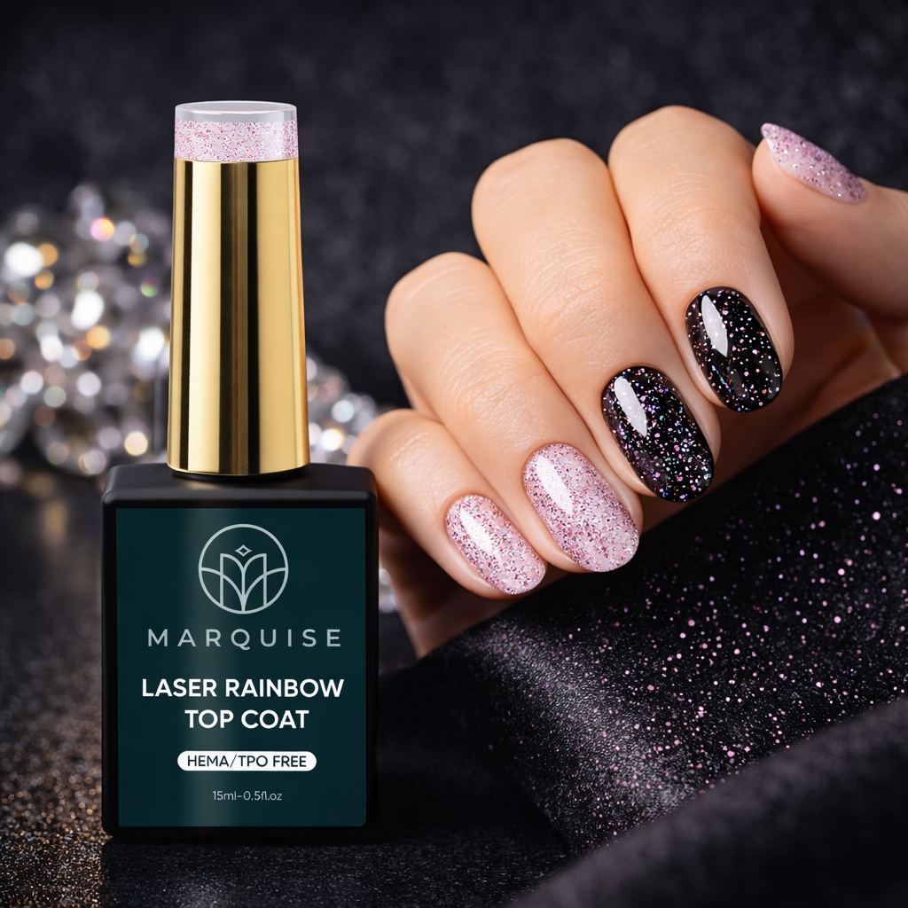 Top Coat Laser Rainbow HEMA/TPO FREE, Marquise, Roz, 15 ml - imagine 2