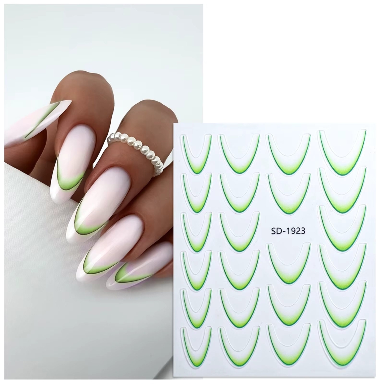 Abtibilduri unghii french Marquise, STICKER64, Verde