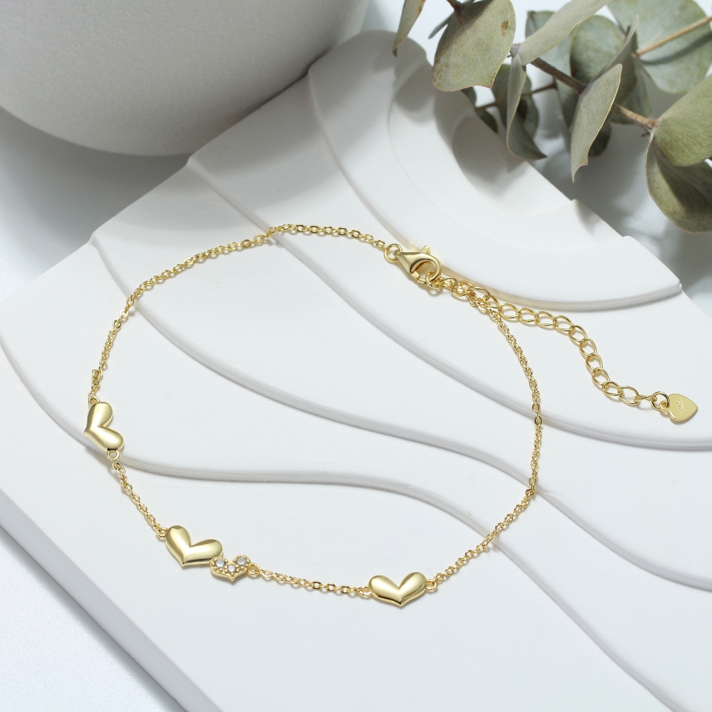 Bratara de glezna argint 925, JW1818, model inimioare, placata cu aur