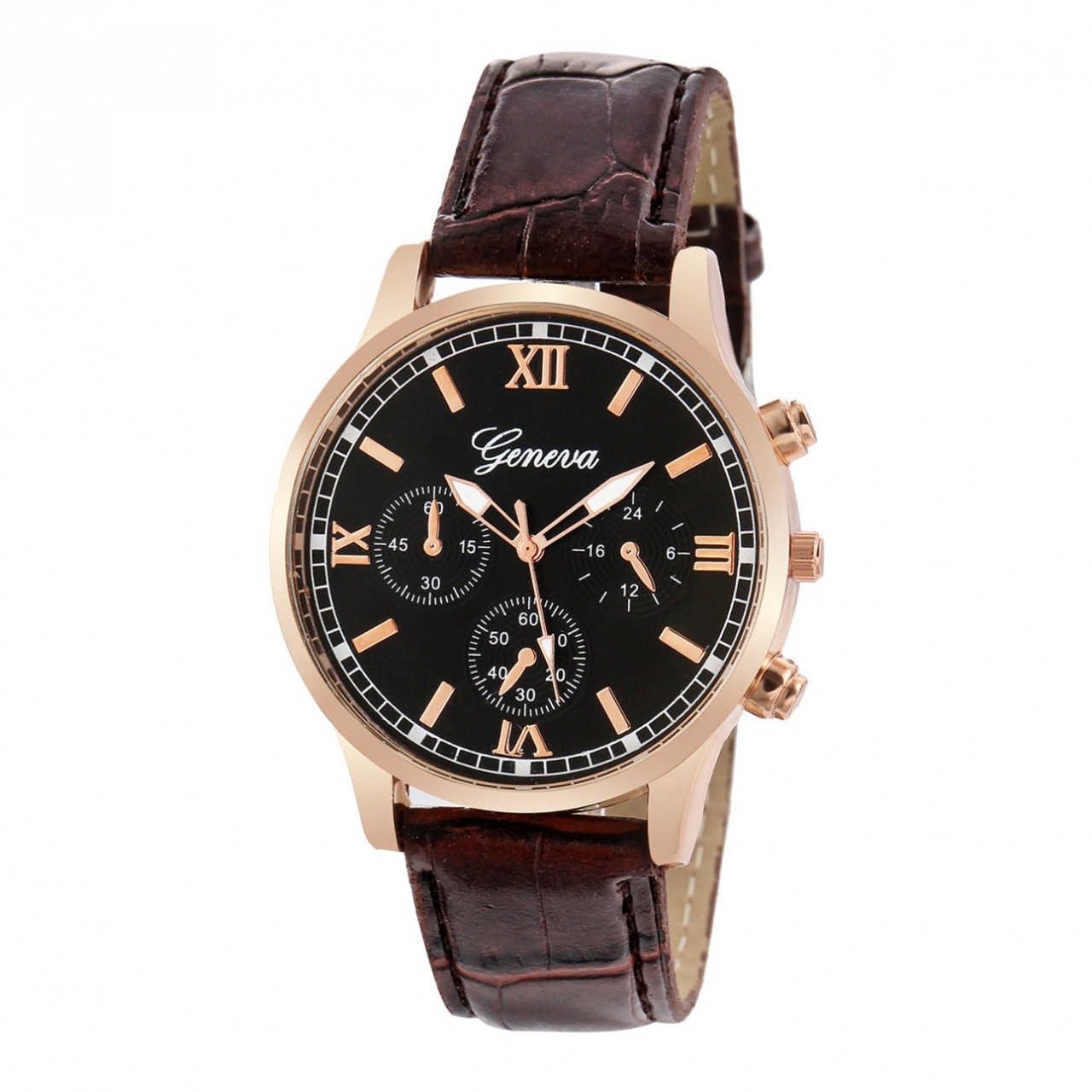 Ceas barbatesc elegant Geneva, curea piele maro