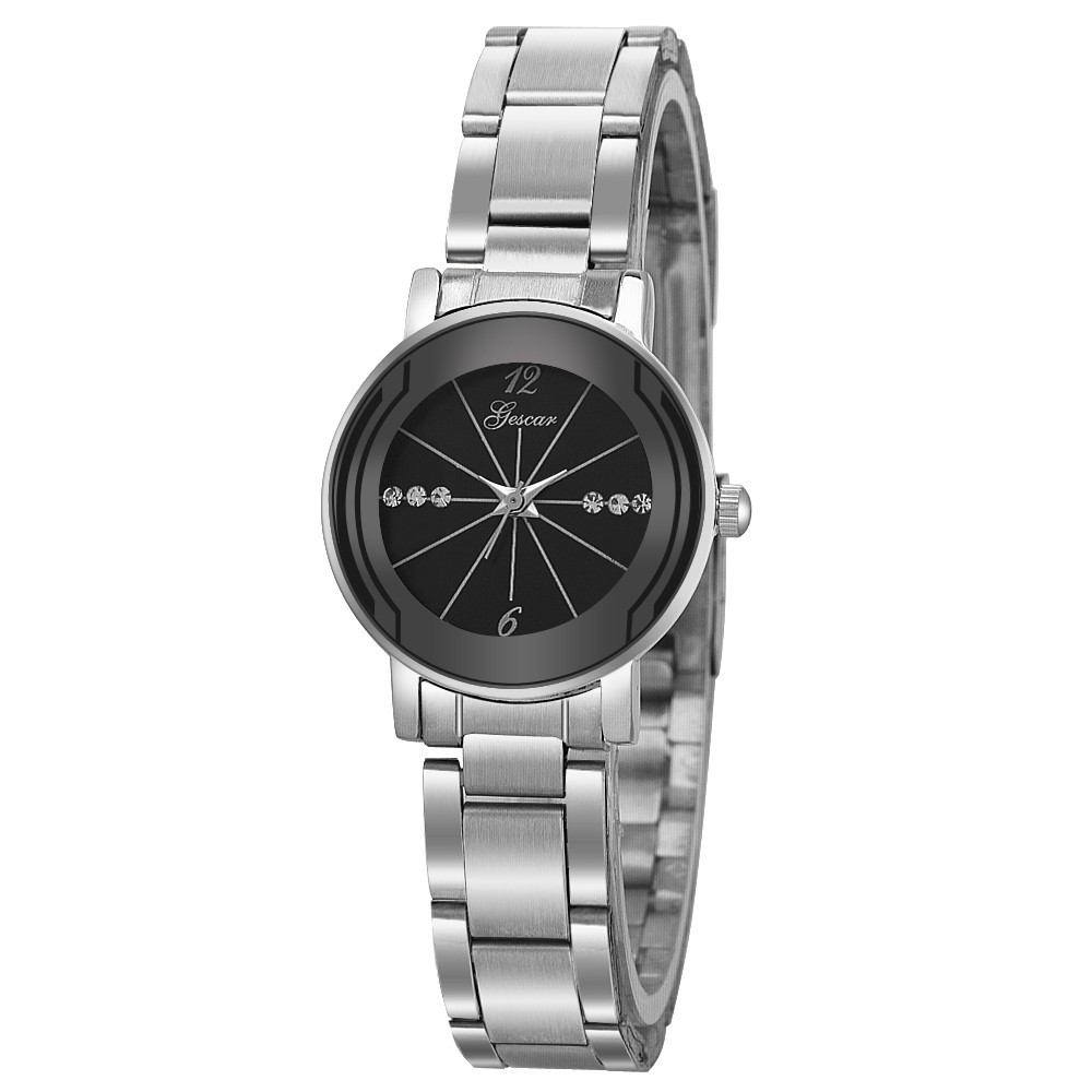 Ceas Dama elegant Gescar CS603, bratara otel, cadran negru