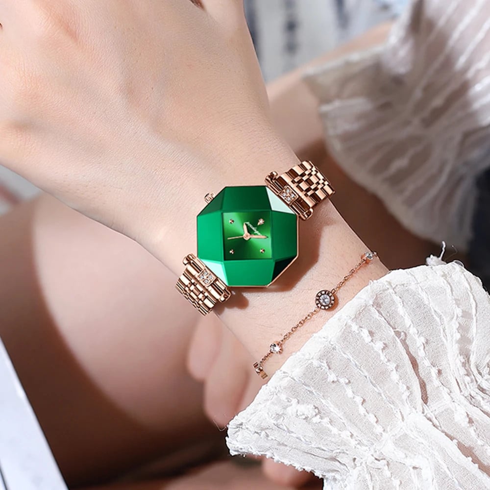 Ceas dama Poedagar CS1499, otel inoxidabil, rose gold, cadran verde - 2 | YEO