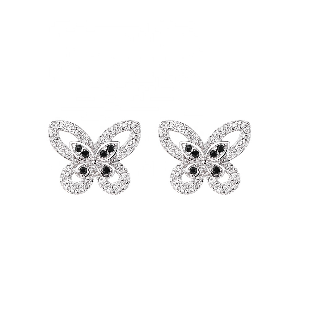 Cercei argint 925, JW1585, model fluture, placati cu rodiu