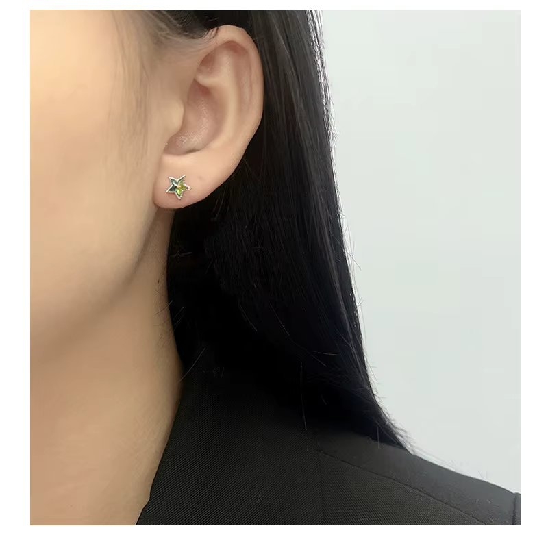 Cercei argint 925, JW1840, model stelute albastre, placati cu rodiu