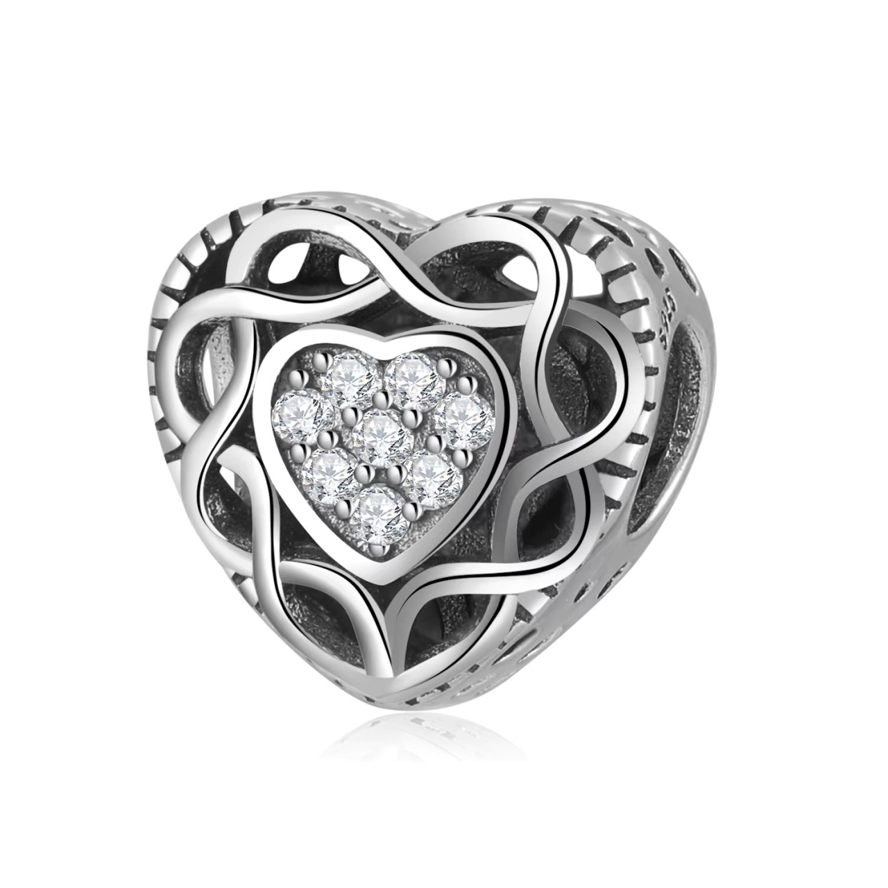 Charm/talisman argint 925, JW1635, model inima, placat cu rodiu